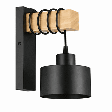 LAMPA ATL Zidna lampa, drvo + crna, E27