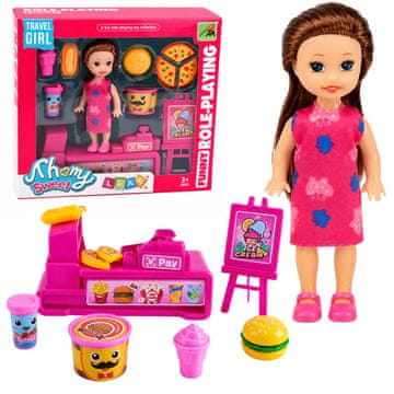 MINI AnP-29598 Mini lutka s blagajnom i dodacima LEAN TOYS (Fast Food)