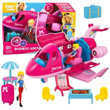 slomart AnP-29606 Sklopivi avion za lutke LEAN TOYS, ružičasti (9 kom.)