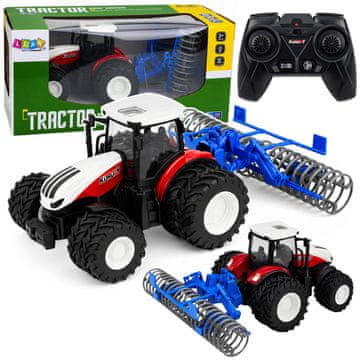slomart RC traktor s valjkom, svjetla, crveni, 1:24
