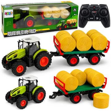 slomart RC poljoprivredni traktor s prikolicom i balama, LED svjetla, 1:24