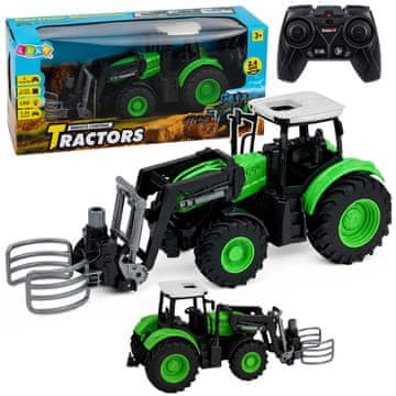 slomart RC traktor s hvataljkom za bale, LED svjetla, 1:24