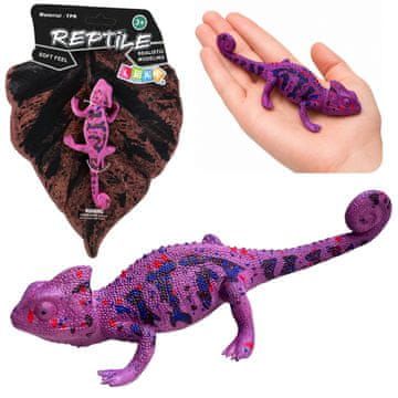 slomart Kameleon gumena figurica, rastezljiva, realistična, ljubičasta, 14 cm