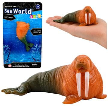 slomart Gumeni morž LEAN TOYS, rastezljiv, realistični morski sisavac 13 cm