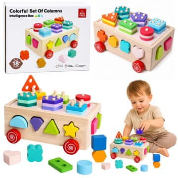 slomart Drveni sortirnik oblika LEAN TOYS, Montessori, na kotačima, sa brojevima