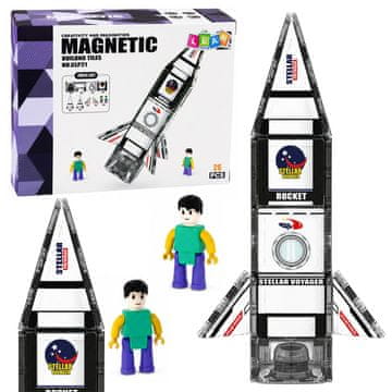 slomart LEAN TOYS Magnetne kocke, Svemirski Raketni Brod, Figurice, 26 kom.