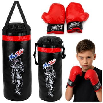 slomart Dječji boks set LEAN TOYS, boks vreća s rukavicama MUAY THAI, L, 65x22cm