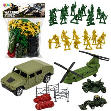 slomart LEAN TOYS Vojni set, Vojnici, Helikopter, Vozila, Baza, 58 kom.