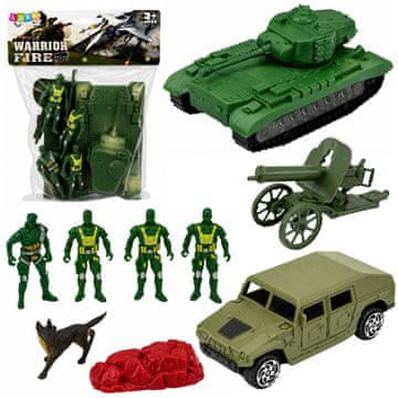 slomart LEAN TOYS Vojni set, Tenk, Vozilo, Top, Vojnici, 13 kom.