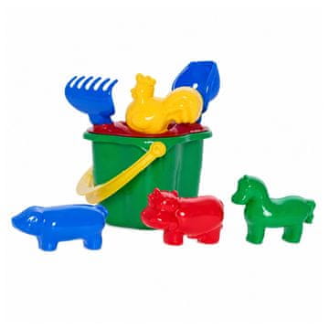 slomart HEMAR Set za Pijesak, Djetelina: Kanta, Sito, Kalupi, Lopatica, Grablje, 8 kom.