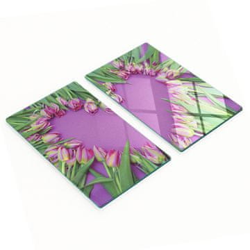 Višenamjenska dekorativna staklena ploča srce od tulipana 2x30x52 cm
