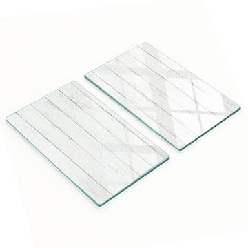 Komplet dviju staklenih kuhinjskih daski, bijela, drvo, daske 2x30x52 cm