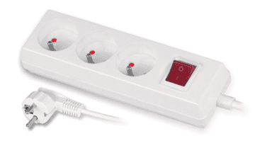 JO! Prijenosna trostruka utičnica 16A 2P+Z 250V s prekidačem, bijela GN-370WS