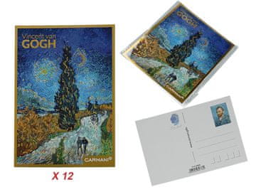 Carmani SET OD 12 RAZGLEDNICA VAN GOGH CESTA S ČEMPRESIMA POKLON ZA NJU