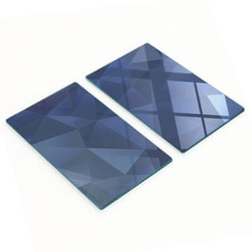 Komplet dviju staklenih kuhinjskih dasaka, plavi kristal, 2x30x52 cm