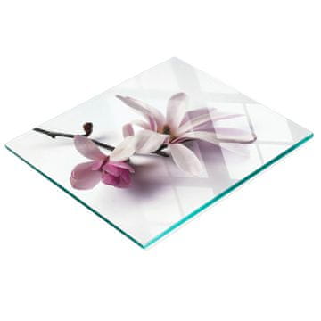 Staklena ploča za posluživanje s grafikom magnolije, 60x52 cm