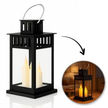 DEKORATIVNA LED LANTERNA IMITACIJA SVIJEĆE 8X15 CM CRNA DEKORACIJA ZA DOM