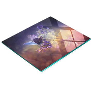 tulup.cz Daska za posluživanje od kaljenog stakla s grafikom leptira 60x52 cm