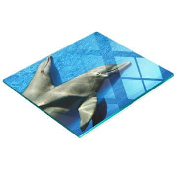 tulup.cz Kaljena staklena daska za posluživanje s grafikom dupina 60x52 cm