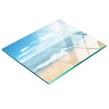 Kaljena staklena daska za posluživanje s grafikom plaže 60x52 cm