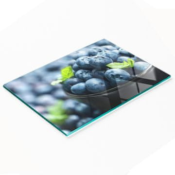 Kaljena staklena kuhinjska daska za posluživanje s grafikom borovnice 80x52 cm