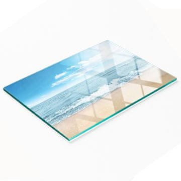 tulup.cz Kaljena staklena daska za posluživanje s grafikom za plažu 80x52 cm