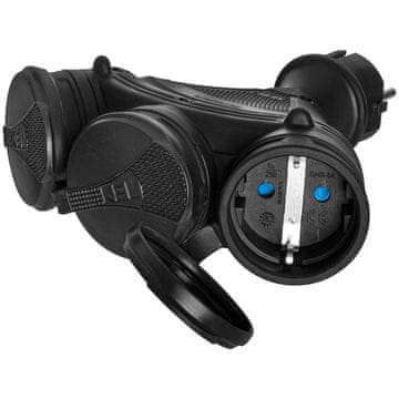 PRIJENOSNI SCHUKO RAZDJELJNIK IP44 3X2P+Z 16A 250V CRNI RAZDJELJNIK