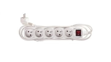 EMOS Produžni kabel s prekidačem, 5 utičnica, 2 m, H05VV-F 3G1, bijeli, P1512