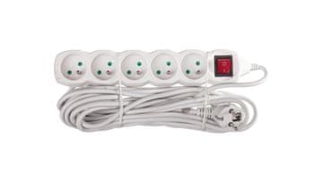 EMOS Produžni kabel s prekidačem, 5 utičnica, 7 m, H05VV-F 3G1, bijeli, P1517