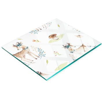 Kaljena staklena daska za posluživanje s grafikom jelena 60x52 cm