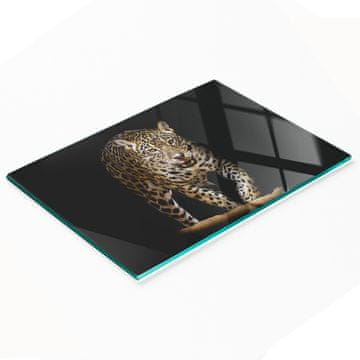 Kuhinjska daska od kaljenog stakla za posluživanje s grafikom jaguara 80x52 cm