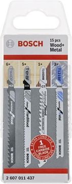 Bosch set T-listova pile za drvo i metal, 15 dijelova.