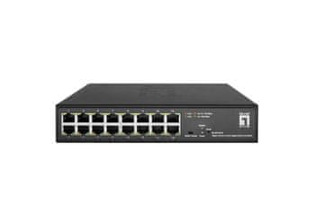 Level One LevelOne Hilbert 10” 16-Port Gigabit Smart Lite mrežni prekidač, crna