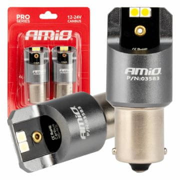 slomart Auto LED žarulje AMiO P21W BA15S Canbus Pro, 4x3030 SMD, bijela, 12V/24V