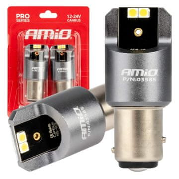 slomart Auto LED žarulje AMiO P21/5W BAY15D Canbus Pro, 4x3030 SMD, bijela, 12V/24V