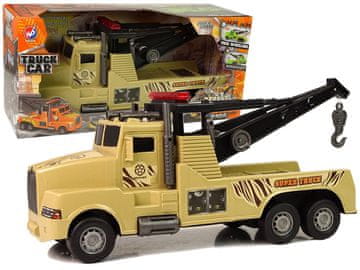 slomart LEAN TOYS Kamion šleper, 1:10, s užetom, vojno smeđi