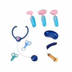 Mali doktorski set, medicinska kolica, rendgenska EKG svjetla, plava, 16 komada.