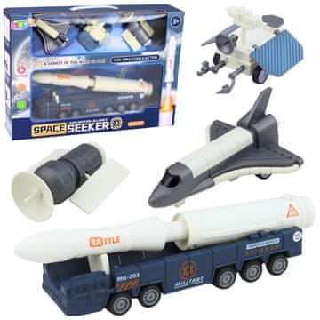 slomart LEAN TOYS Svemirski set: Raketa, rover, satelit, transportno vozilo