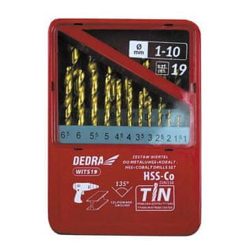 slomart Dedra 19-dijelni set svrdla HSS+Kobalt+TiN, 135°