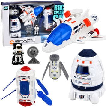 slomart LEAN TOYS Komplet svemirski brod, satelit, kapsula i astronaut