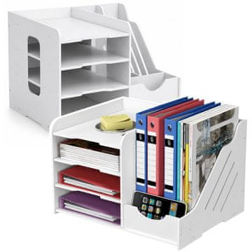 slomart LEAN TOYS Organizator za Radni Stol, drveni, za mape, dokumente, bijeli