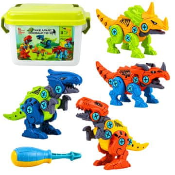 slomart LEAN TOYS Građevinske kocke dinosauri, komplet za sastavljanje s odvijačem 4u1