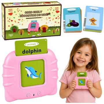 Kart LEAN TOYS Čitač kartica za učenje engleskih riječi, ružičasti