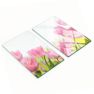 Staklene kuhinjske daske za posluživanje s grafikom ružičasti tulipani 2x30x52 cm
