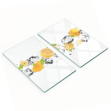 Staklene kuhinjske daske za posluživanje s grafikom limun i voda 2x30x52 cm