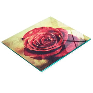Kaljena svestrana ukrasna staklena ploča crvena ruža 60x52 cm