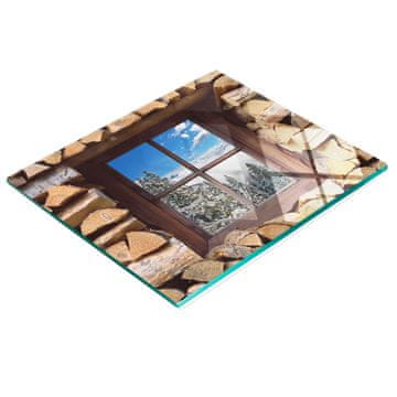 tulup.cz Kuhinjska višenamjenska dekorativna staklena ploča Zimski prozor 60x52 cm