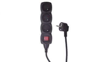 EMOS Produžni kabel s prekidačem, 3 utičnice, 5 m, H05VV-F 3G1, crni, PC1315
