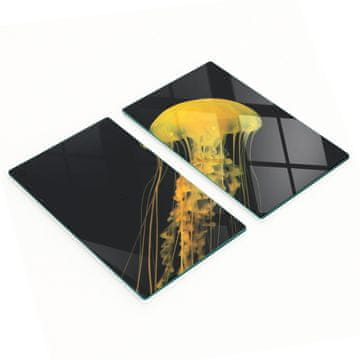 Staklene kuhinjske daske za posluživanje s grafikom žute meduze 2x30x52 cm