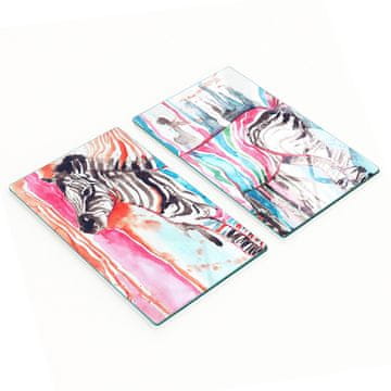 Staklene kuhinjske daske za posluživanje s grafikom šarena zebra 2x30x52 cm